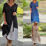 Dyesa™ | Vintage lange jurk met v-hals