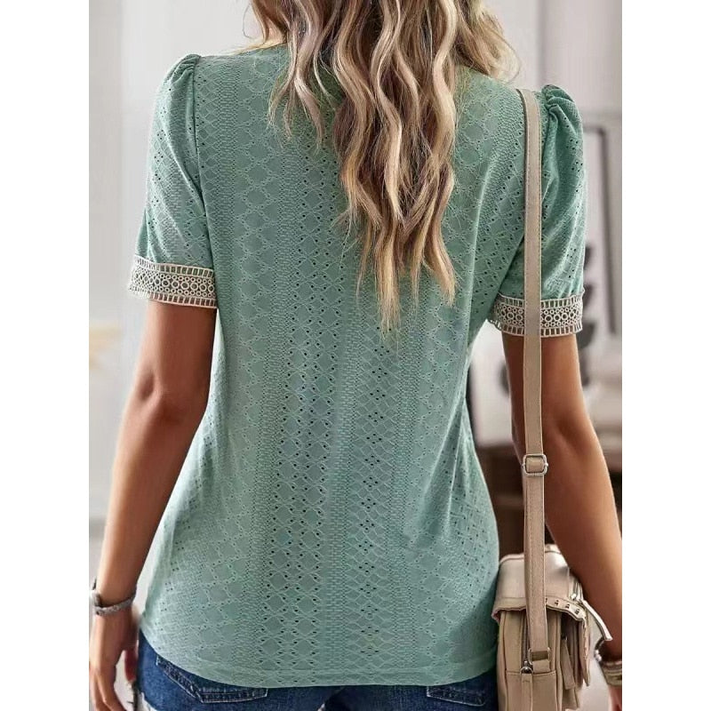 Lace™ | Patchwork v-hals shirt